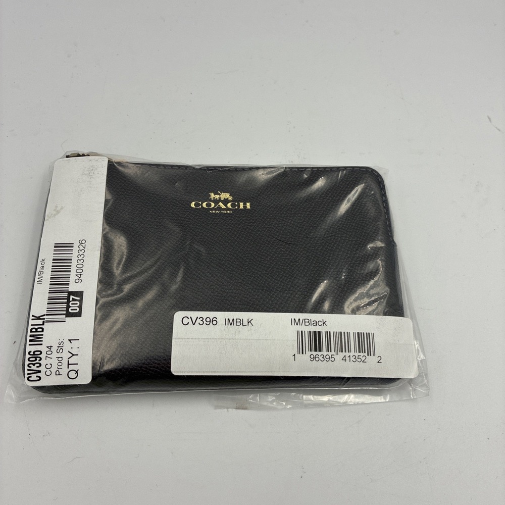 Coach Crossgrain Leather Corner Zip Wristlet Leather Gold Zipper CV396 NWT